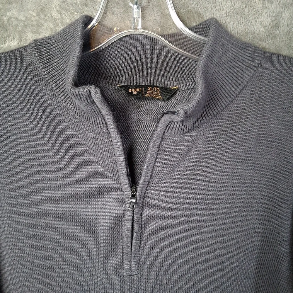 Rhone Commuter 1/4 Zip Sweater Men Size XL Gray Pullover Stretch Thigh Knit